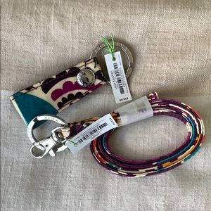 NWT Vera Bradley Plum Crazy Keychain and Lanyard